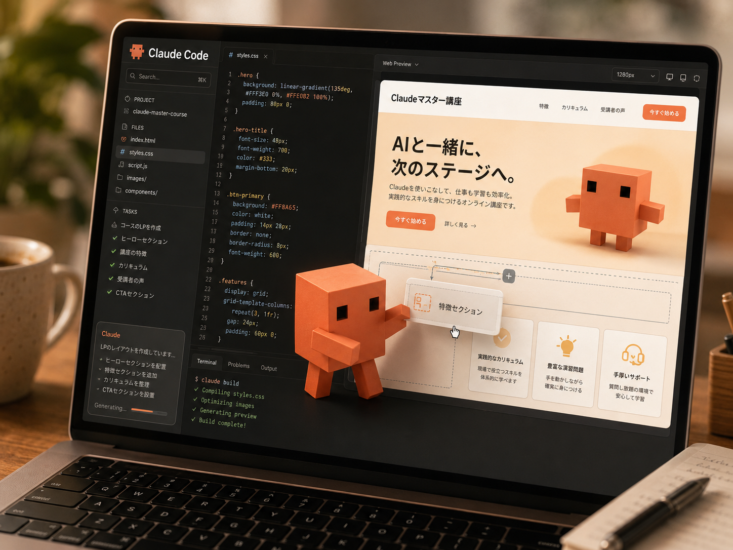 Week 2: ClaudeのCoworkでメール下書き・議事録要約をしているイメージ